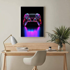 Neon Flux PS5 Controller Canvas Wall Art Print