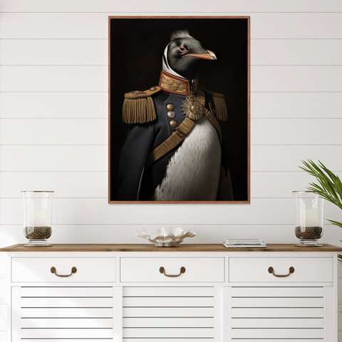 Penguin in Uniform Canvas Wall Art Print Poster