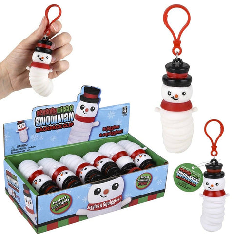 3.75" Wiggle Sensory Snowman Backpack Clip 12ct LLB Backpack