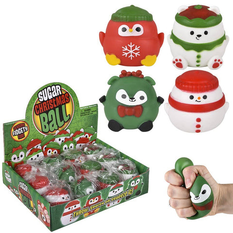 2.4" Christmas Squeezy Sugar Ball 12ct LLB Squishy Toys