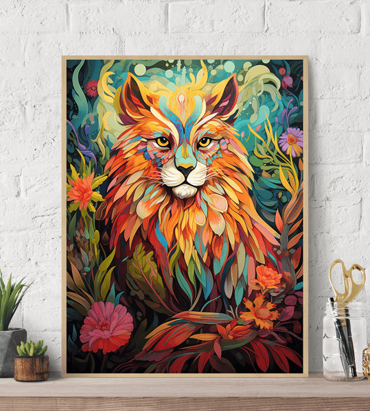 Fantasy Wild Cat Canvas Wall Art print