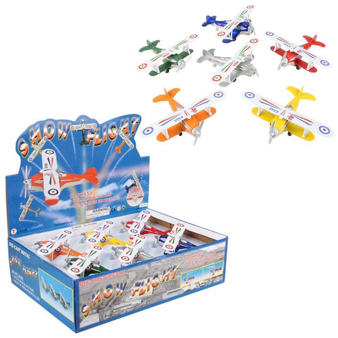 5.25" DIE-CAST PULL BACK CLASSIC BIPLANE LLB Car Toys