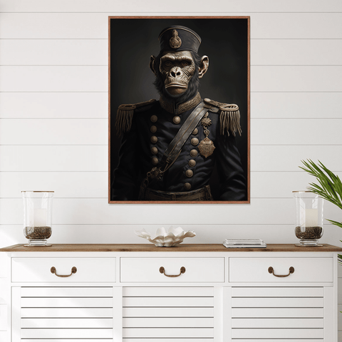 Chimpanzee in Uniform Canvas Wall Art Print Poster