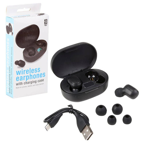 BLACK WIRELESS EAR PHONES WITH CHARGING CASE LLB kids toys