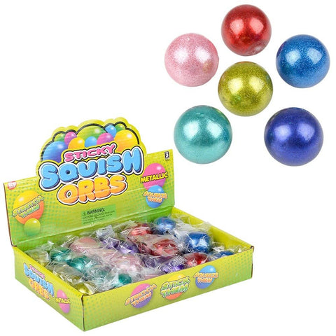 1.6" SQUISH STICKY METALLIC ORBS LLB Squishy Toys