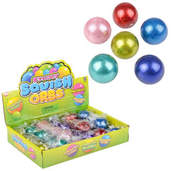 1.6" SQUISH STICKY METALLIC ORBS LLB Squishy Toys