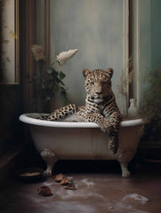 Leopart Bathtub Humor Canvas Wall Art Print