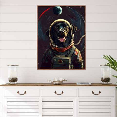 Black Labrador Nasa Astronaut Canvas Wall Art Print
