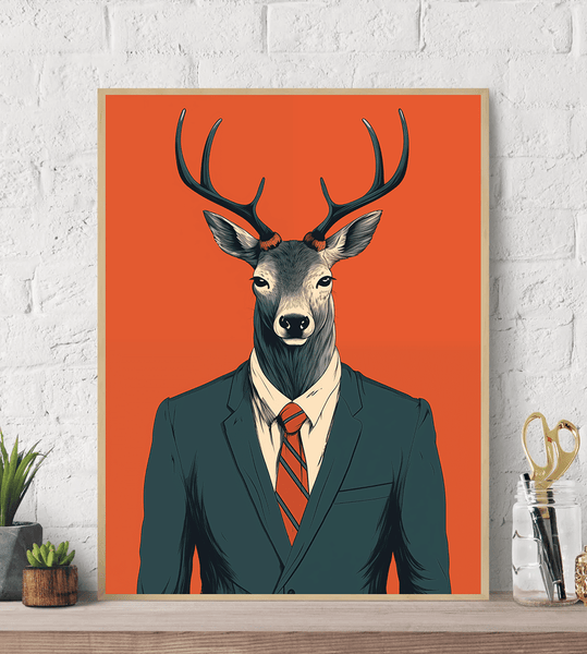 Deer Suit Canvas Wall Art print