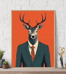 Deer Suit Canvas Wall Art print