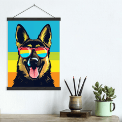 Fashionable German Shepherd POP-ART Canvas Wall Art print