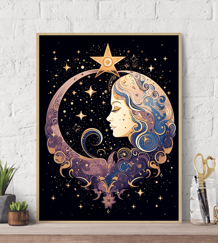 Mystical Moon Goddess Canvas Wall Art Print