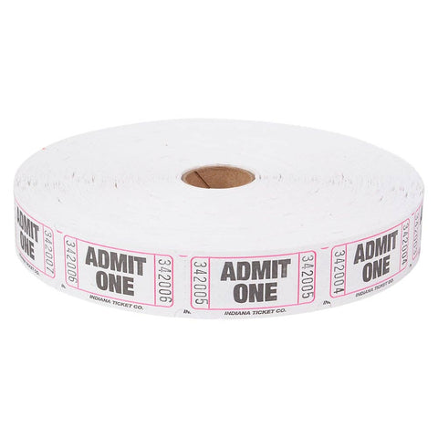 ADMIT ONE SINGLE TICKET ROLLS WHITE LLB kids toys