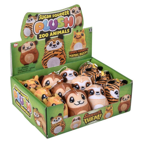 2.75" Sugar Squeeze Plush Zoo Assortment 12ct - LLB Toys