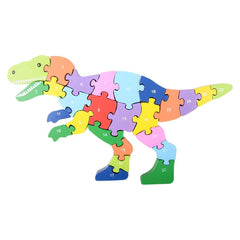 12" x 6.5" WOODEN T-REX LETTER PUZZLE LLB Puzzle