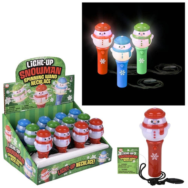 Light Up Snowman Spinning Wand Necklace 4.5