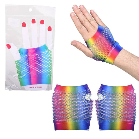 RAINBOW FISHNET FINGERLESS WRIST GLOVE LLB kids toys