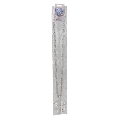 Dollar Sign Necklace Silver 30" - LLB Toys
