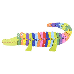 13.75" x 6" WOODEN CROCODILE LETTER PUZZLE LLB Puzzle
