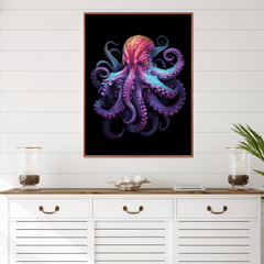 Neon Bold Bright Colored Octopus Canvas Wall Art Print