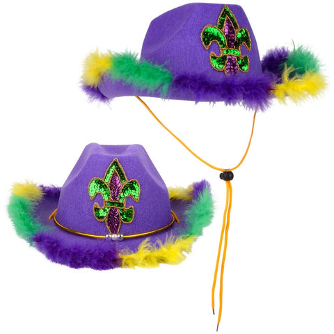 Feather Rimmed Fleur De Lis Cowboy Hat - LLB Toys
