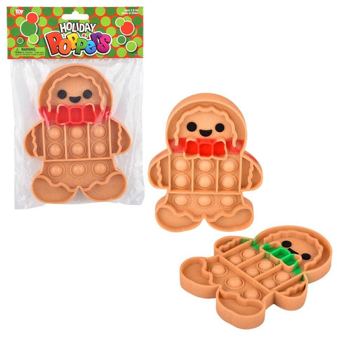 GINGERBREAD MAN GLITTER BUBBLE POPPES 6" LLB Christmas