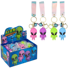 2.25" Alien Charm Wristlet Backpack Keyring 24ct - LLB Toys