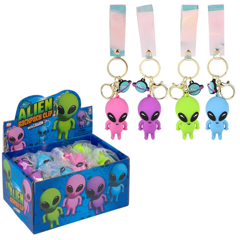 2.25" Alien Charm Wristlet Backpack Keyring 24ct - LLB Toys