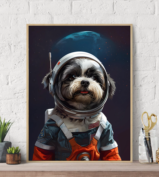 Shih Tzu Nasa Astronaut Canvas Wall Art Print