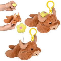 3.5" Mighty Quakes Highland Cow Backpack Clip - LLB Toys
