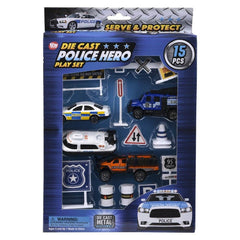 15PC DIE-CAST POLICE PLAY SET LLB Car Toys