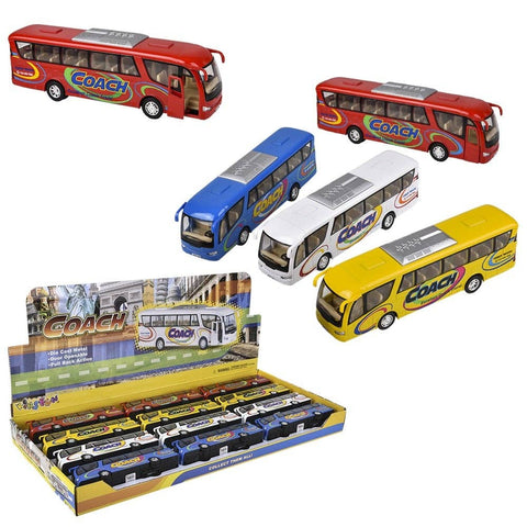 7" Diecast Pull Back Coach Bus LLB kids toys