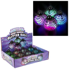 3" LIGHT-UP MESH SSQUEEZE GLITTER BALL LLB Light-up Toys