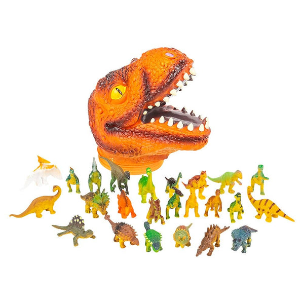 24 PC DINOSAUR SET WITH T-REX HEAD CASE LLB kids toys