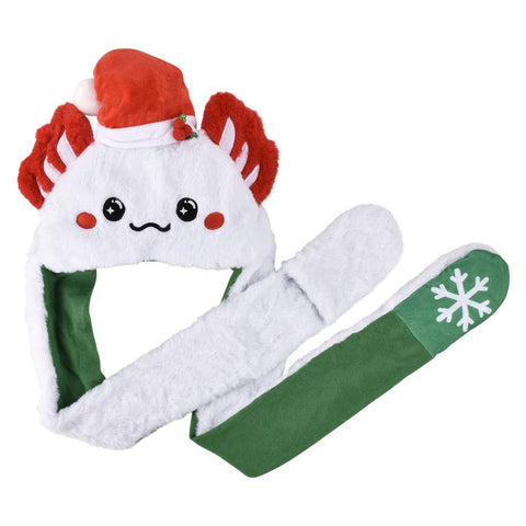 Light-Up Christmas Axolotl Hoodie Hat 3ct