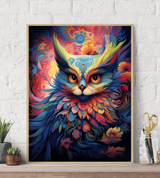 Enchanted Floral Owl Canvas Wall Art Print