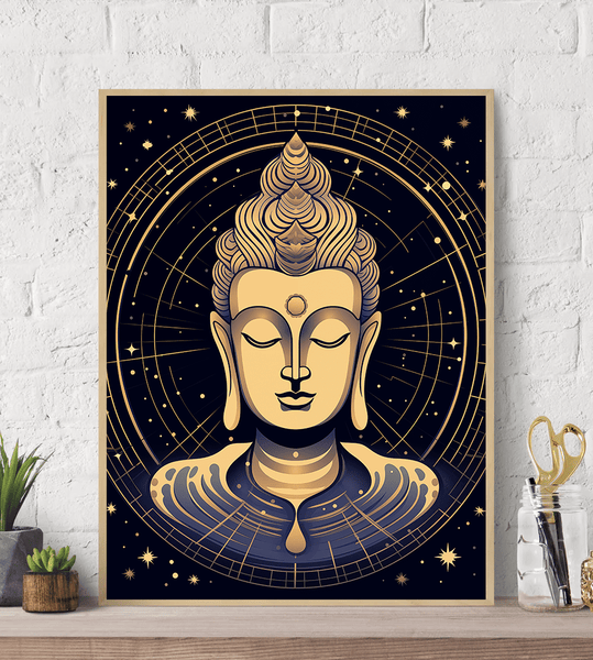Serenity Gold Mystical Buddah Canvas Wall Art Print