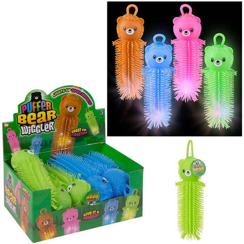 8" Bear Puffer Light-Up Wiggler 12ct- LLB Toys