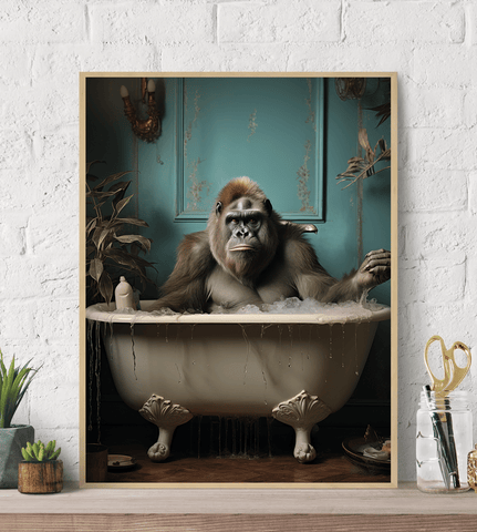 Gorilla bathing Canvas Wall Art print
