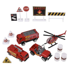 15PC DIE-CAST FIRE FIGHTER PLAY SET LLB Car Toys