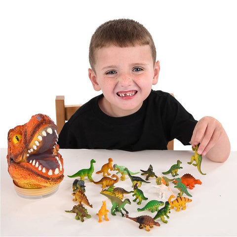 24 PC DINOSAUR SET WITH T-REX HEAD CASE LLB kids toys