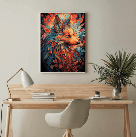 Fantasy Floral Fox Canvas Wall Art Print