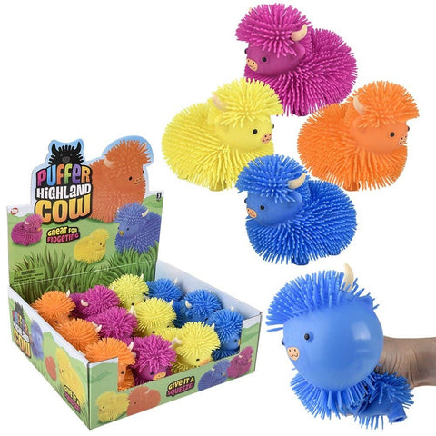 5" Highland Cow Puffer-Assorted Colors- LLB Toys