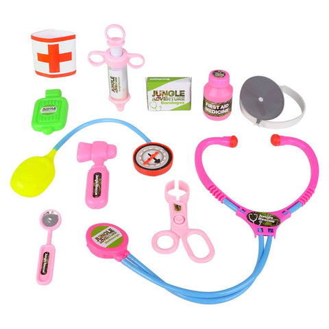10pc PINK JUNGLE VETERINARIAN KIT LLB kids toys