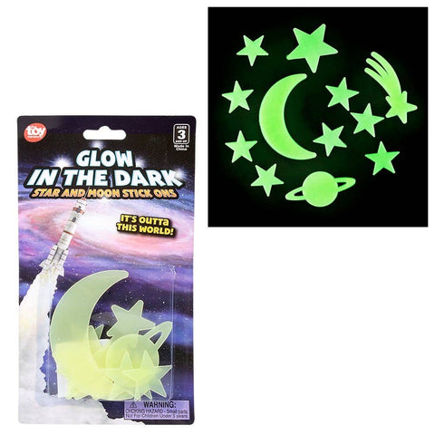 Glow in Dark Star and Moon Stick Ons Novelty Toy - LLB Toys