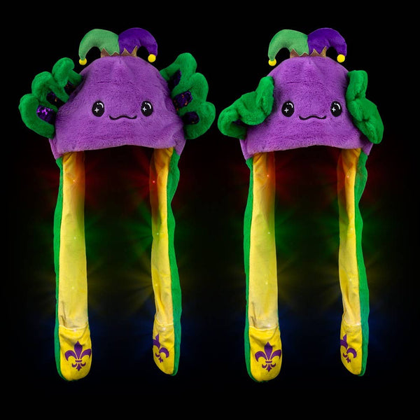 Mardi Gras Axolotl Popping Ear Light-Up Hat - LLB Toys
