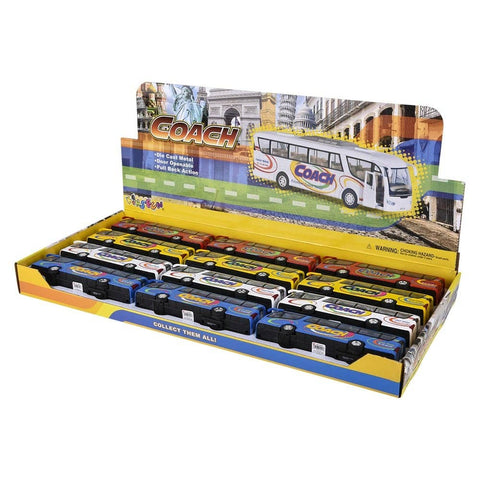 7" Diecast Pull Back Coach Bus LLB kids toys