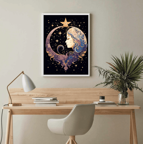 Mystical Moon Goddess Canvas Wall Art Print