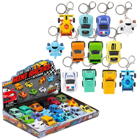 2.75" Diecast Vehicle Keychain Assortment 18ct - LLB Toys