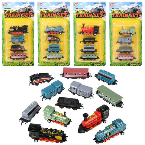 2" DIECAST PULL BACK MINI LOCOMOTIVE TRAIN SET LLB kids toys